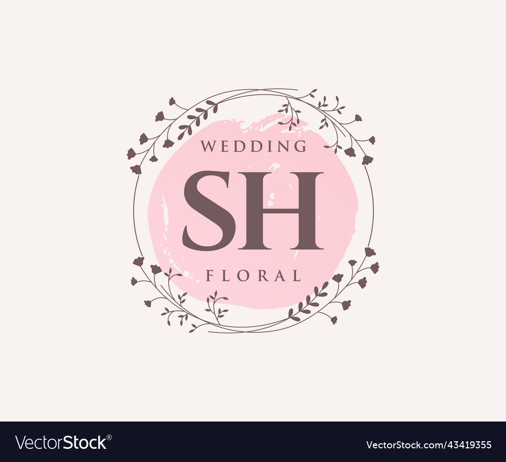 Sh initials letter wedding monogram logos