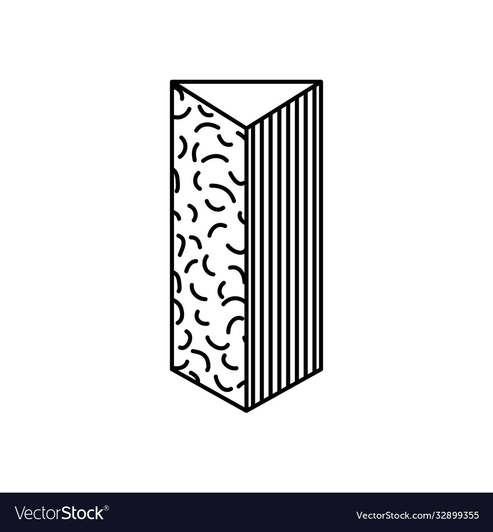 Triangular prism shape with abstract design line