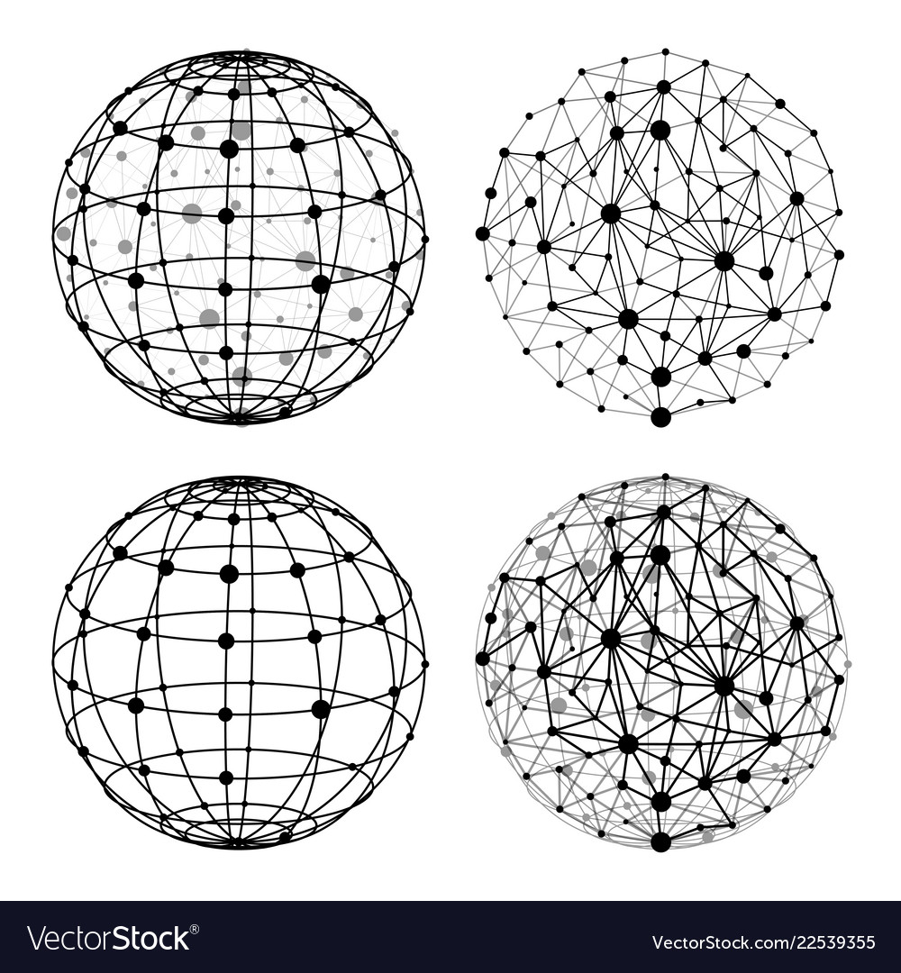 Wireframe Globe with Dot Mesh