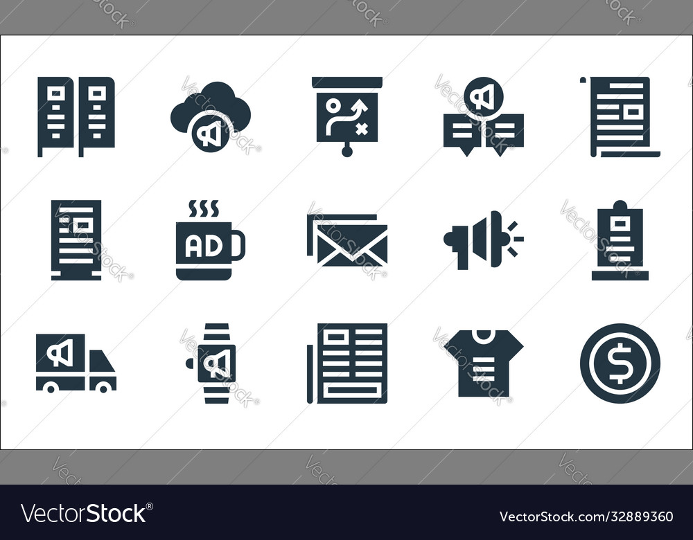 Advertisement line icons linear set quality vector image Advertisement line icons linear set quality