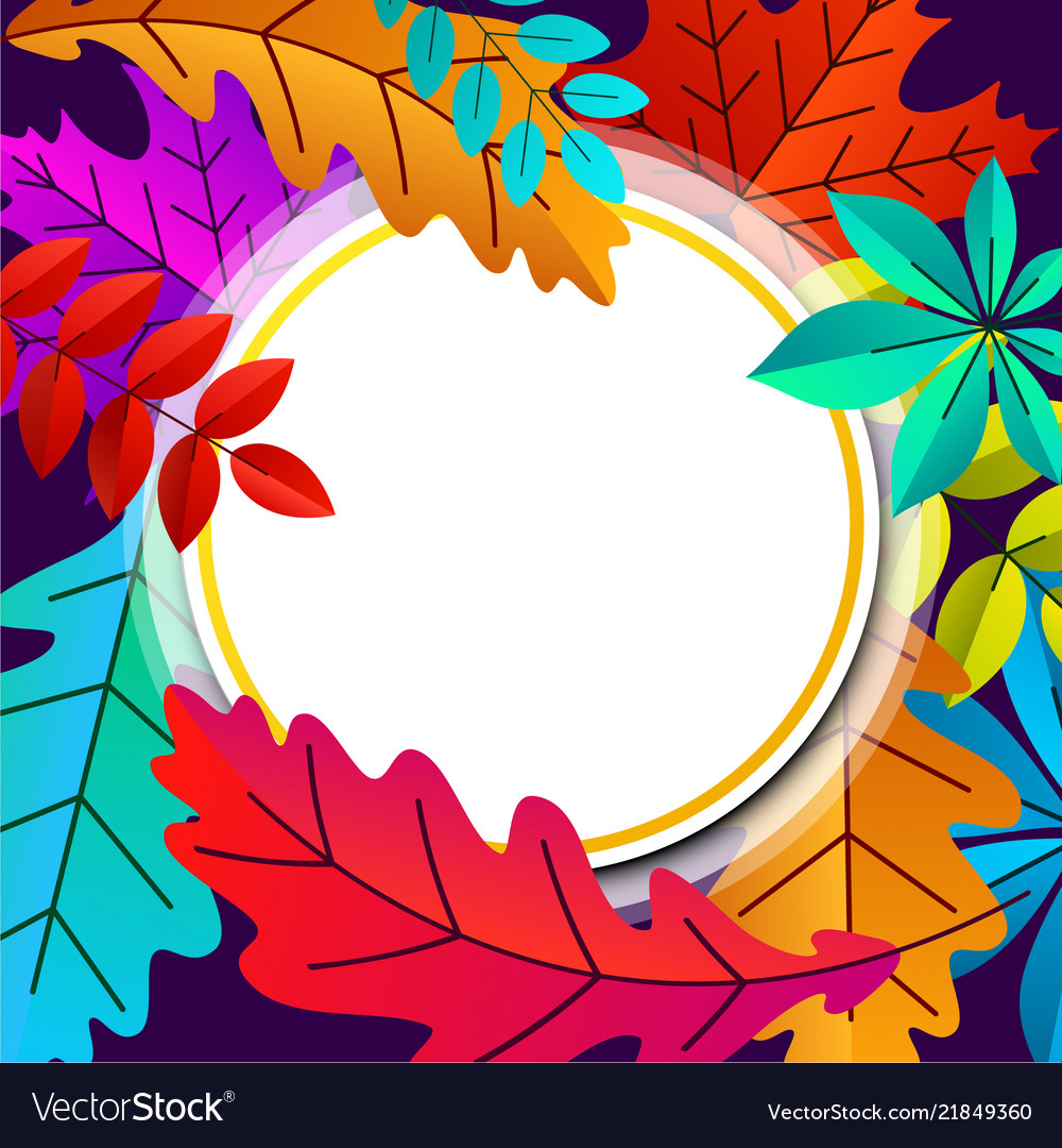 Autumn background with round frame and leaves