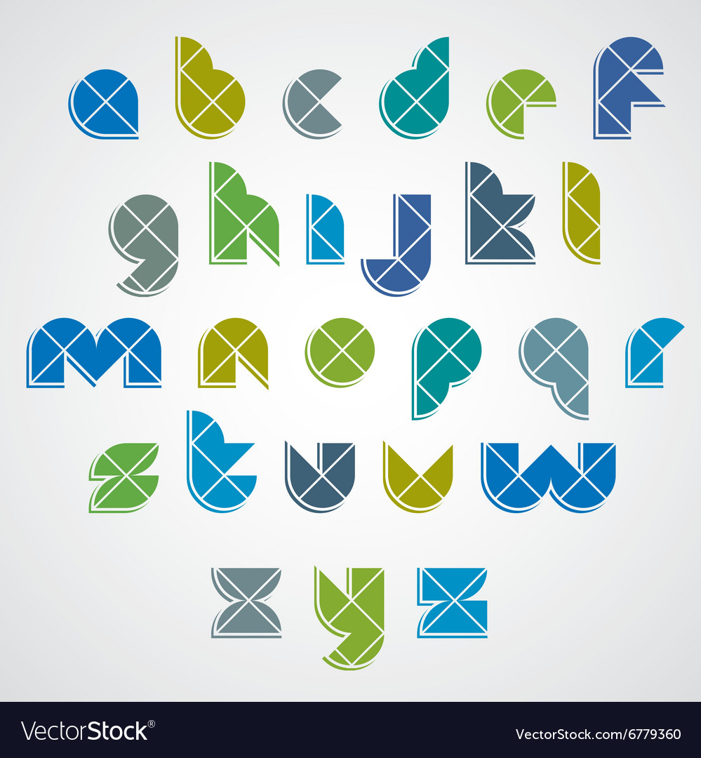 Colorful spherical sectored font with diagonal