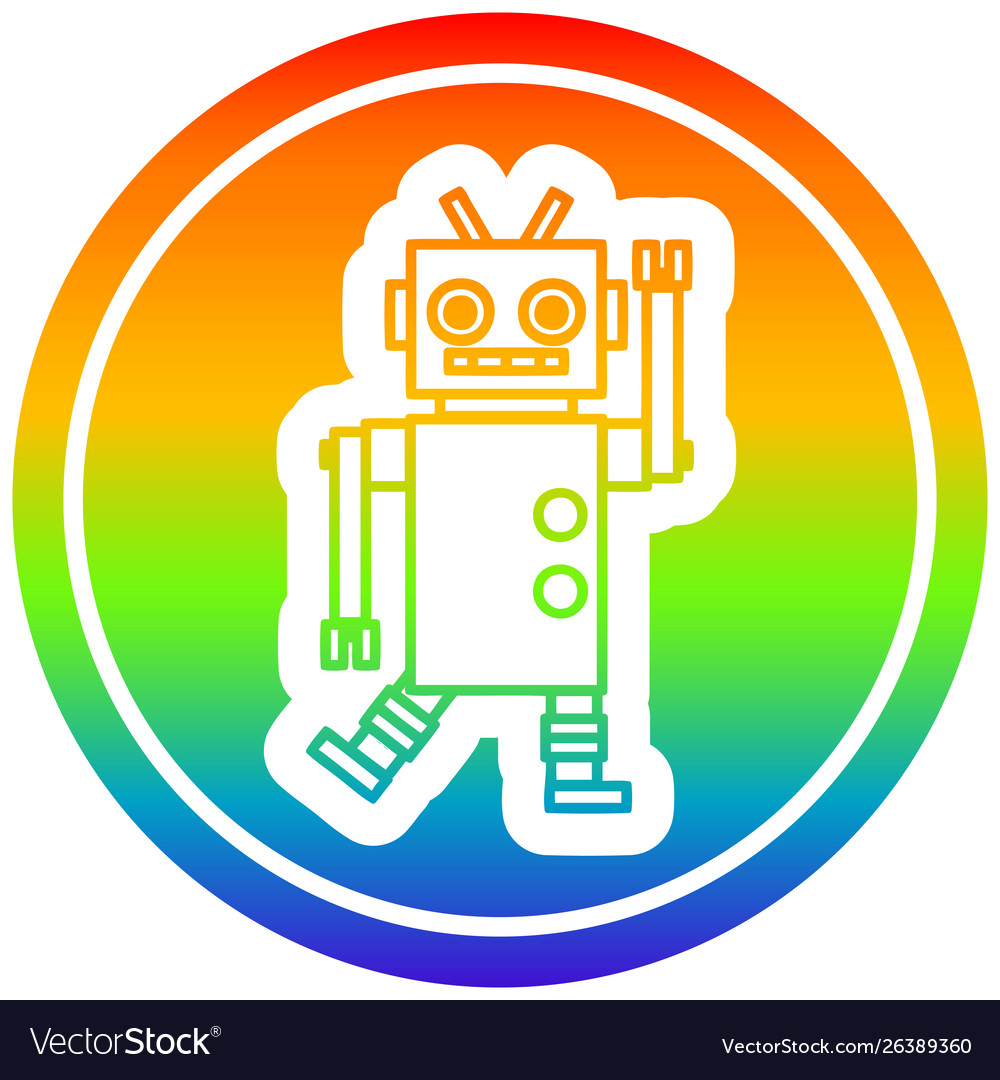 Dancing robot circular in rainbow spectrum