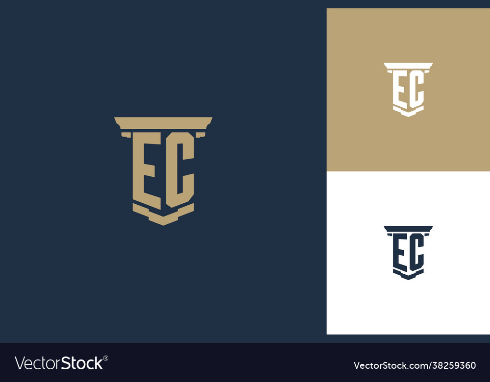 Ec monogram initials logo design with pillar icon Vector Image