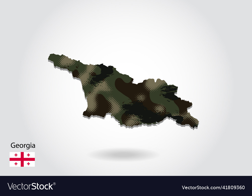 Georgia map with camouflage pattern forest vector image Georgia map with camouflage pattern forest