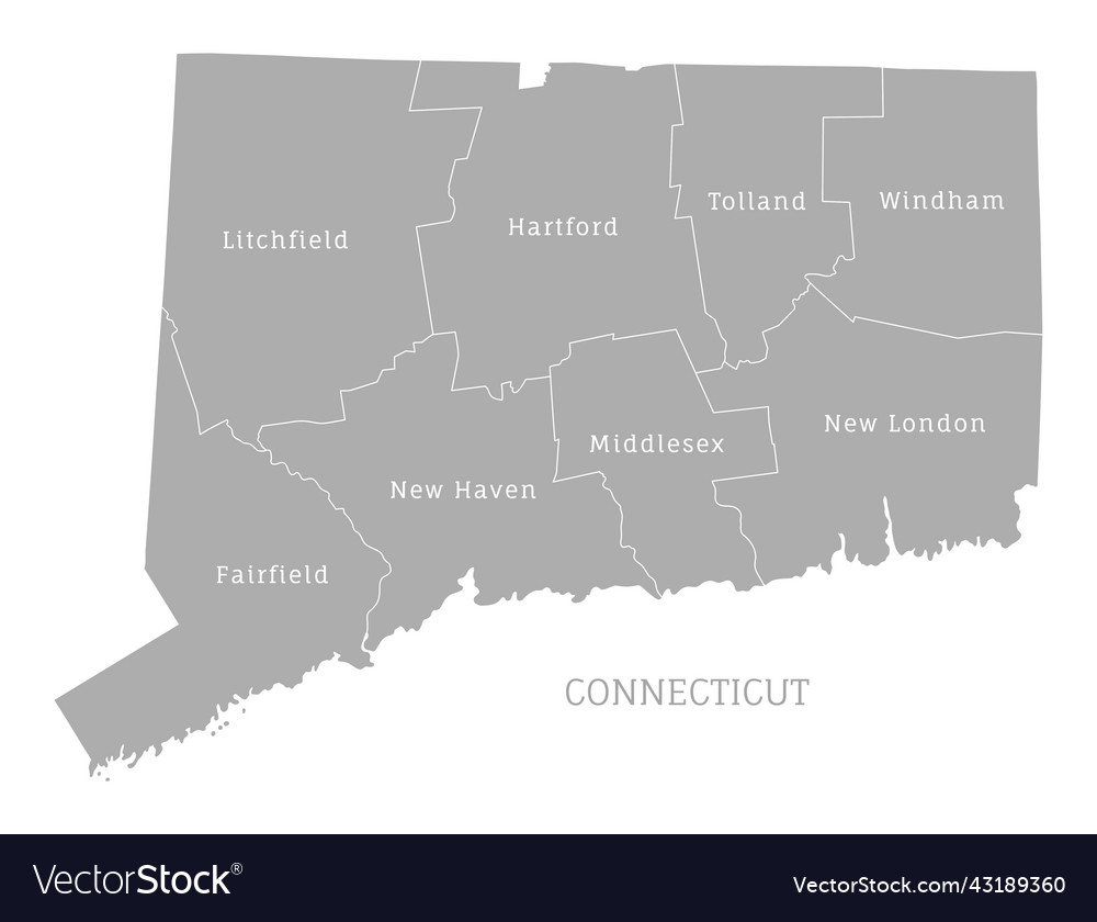 Highly detailed gray map of connecticut us state Vector Image