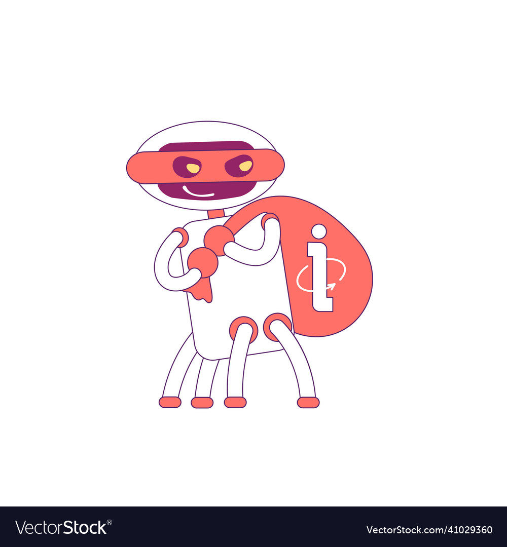 Information stealing robot red linear object vector image Information stealing robot red linear object