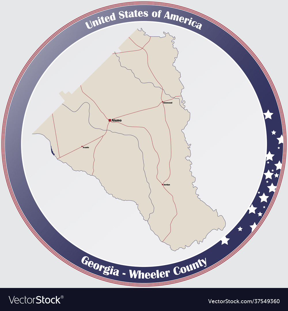 Map wheeler county in georgia Royalty Free Vector Image