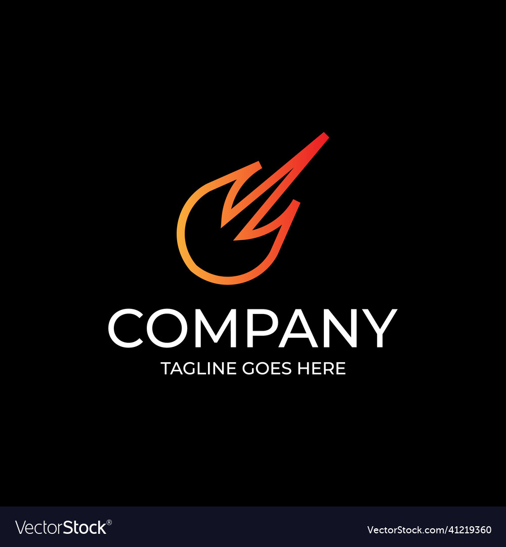 Meteor line logo design vector image Meteor line logo design