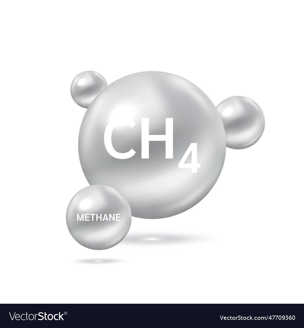 Methane gas molecule models and physical chemical Vector Image