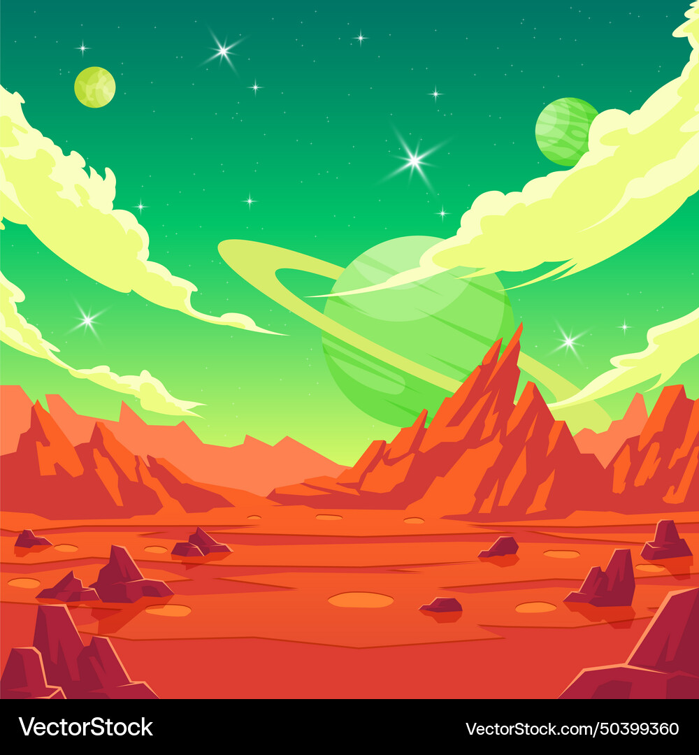 Outer space mars planet landscape background Vector Image
