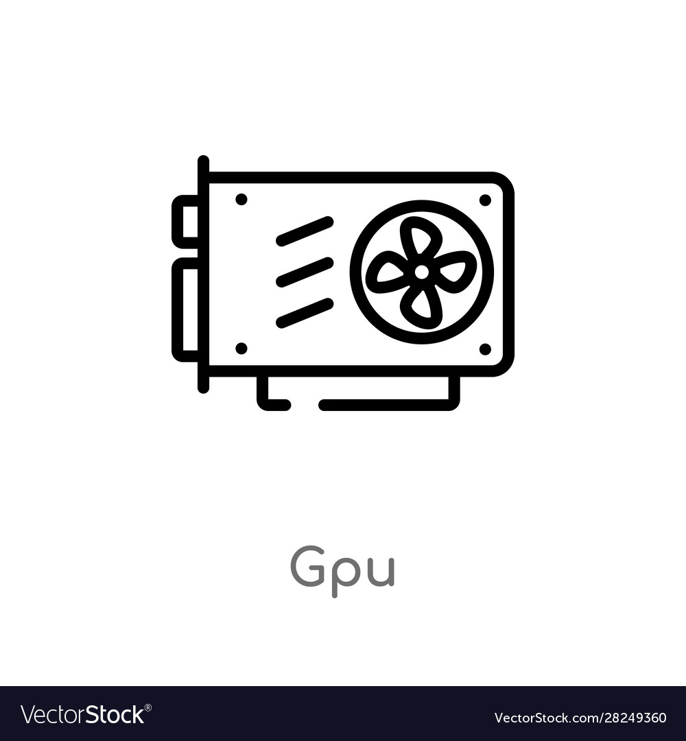 Outline gpu icon isolated black simple line