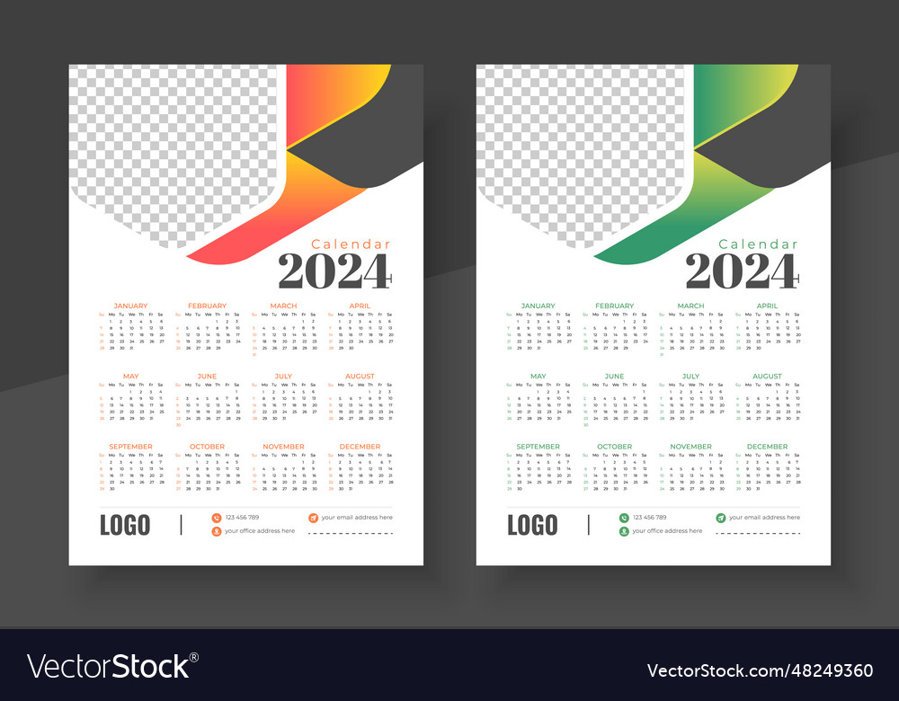 Print ready one page wall calendar template Vector Image