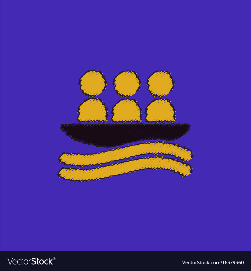 Rafting kayaking team design in hatching style
