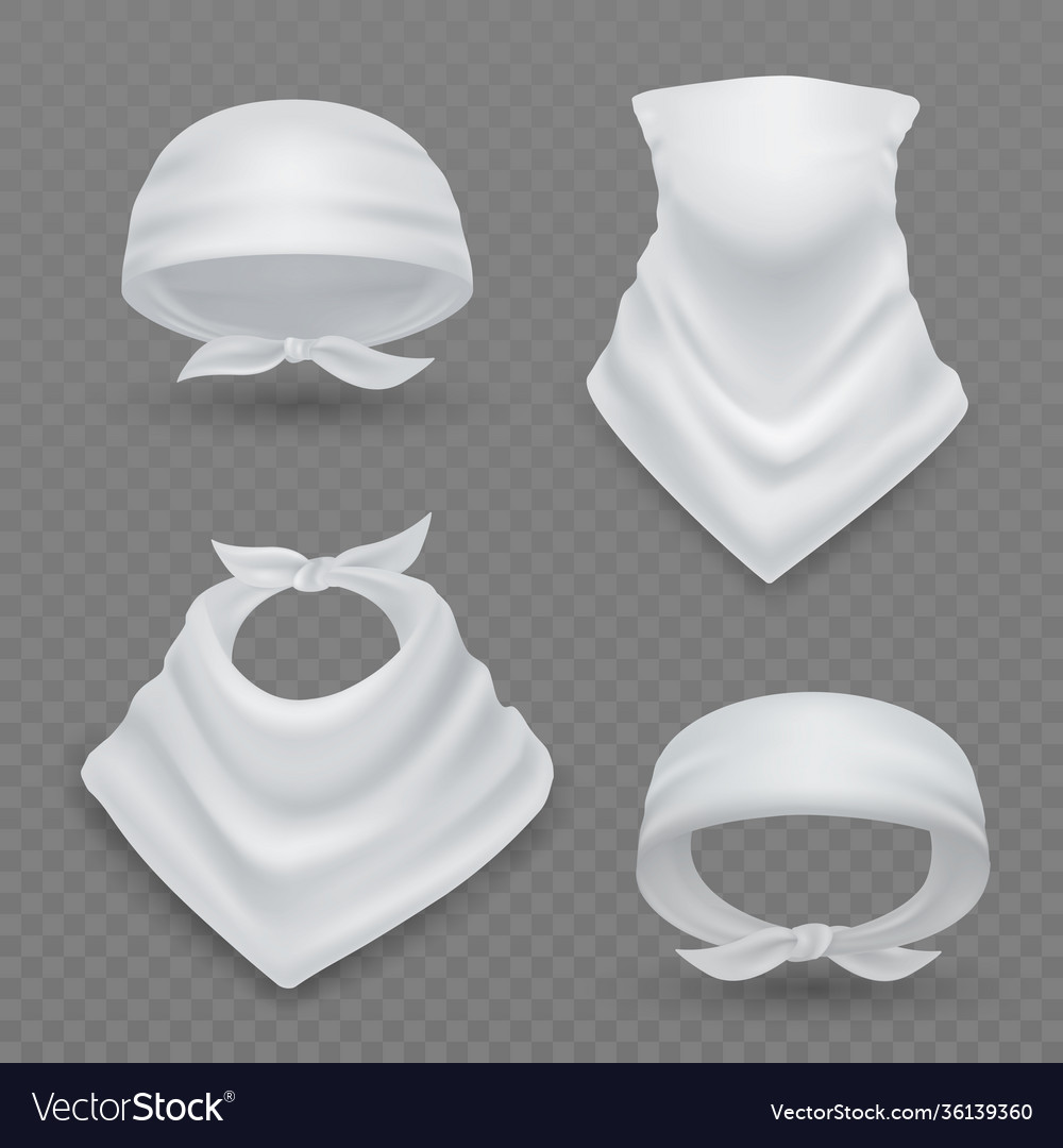 Download Realistic white bandana 3d blank mockup fabric Vector Image