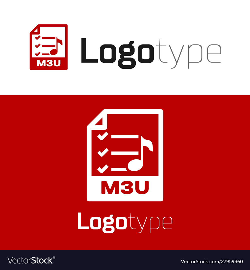 Red m3u file document download button icon vector image Red m3u file document download button icon