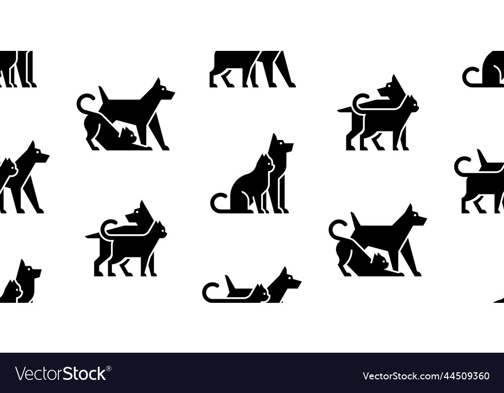 Seamless pattern with dog and cat