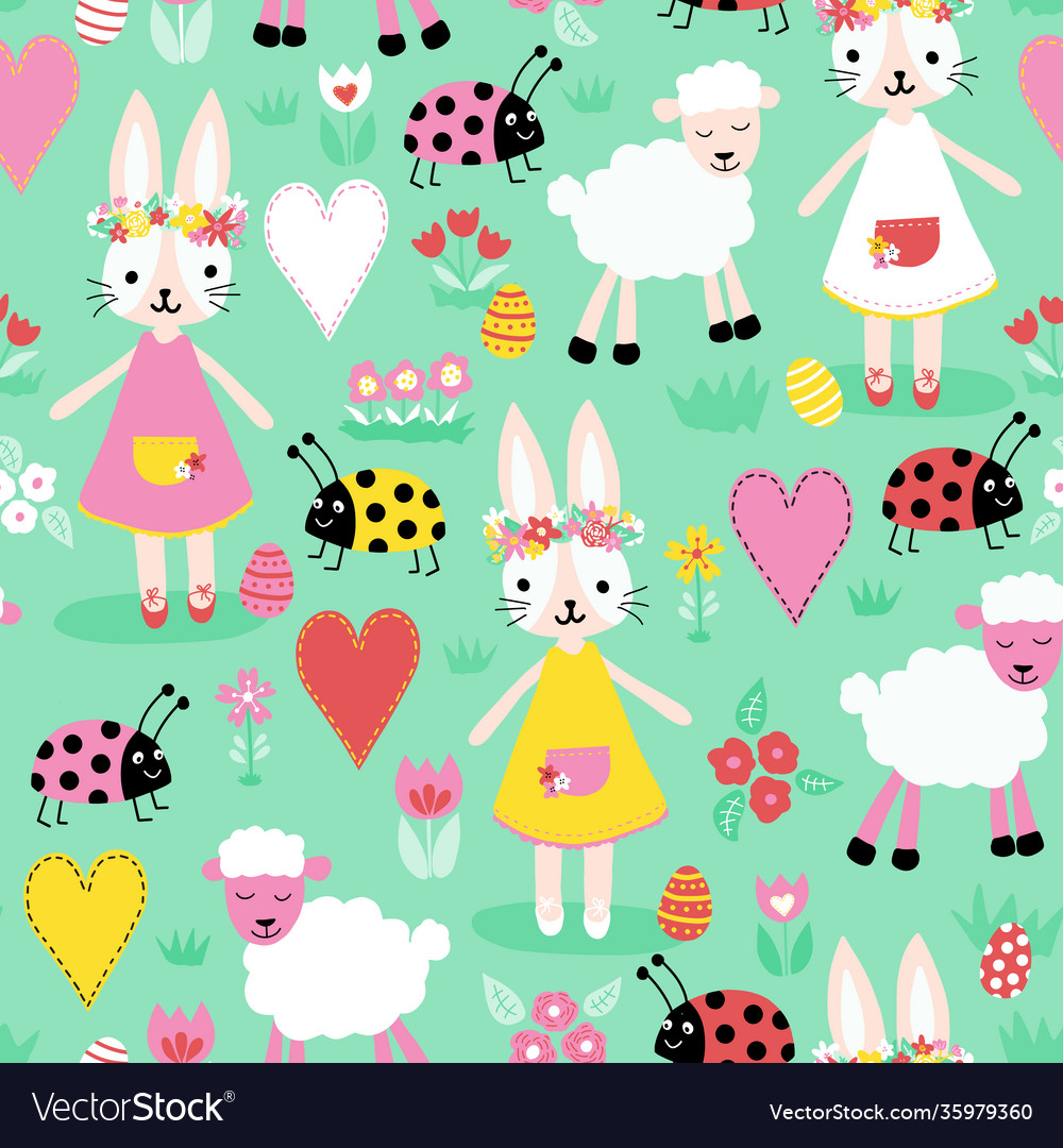 Seamless repeating childish pattern vector image Seamless repeating childish pattern