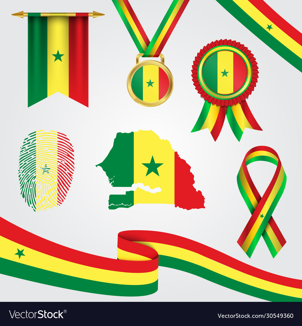 Senegal flag in different shapes