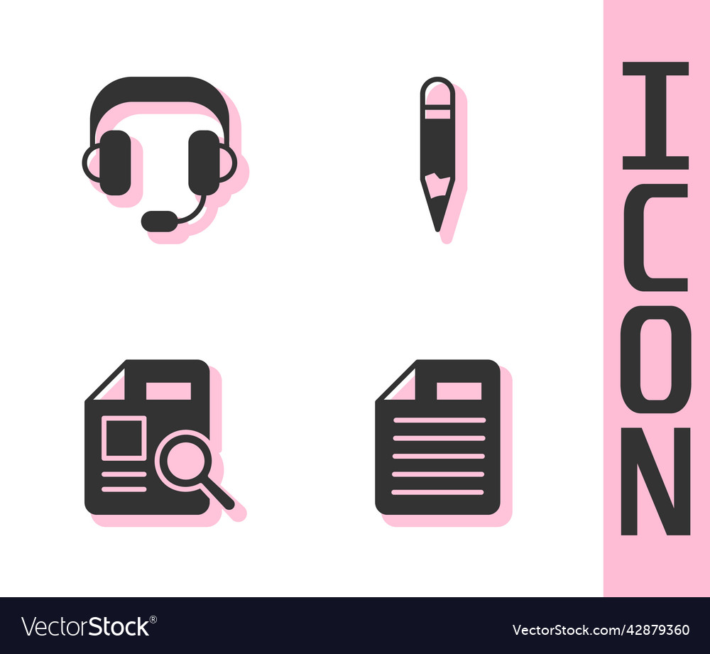 Set file document headphones with graph vector image Set file document headphones with graph