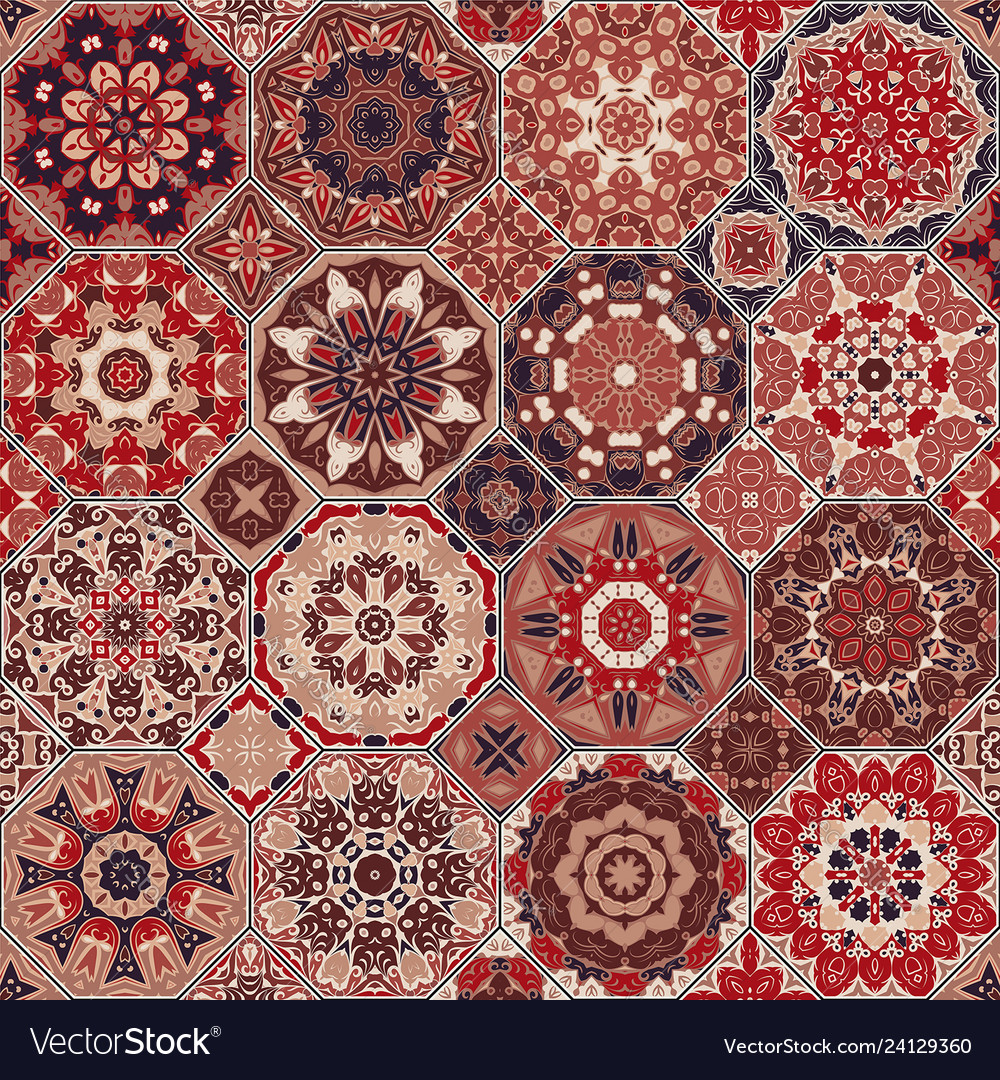 Set of octagonal and square patterns vector image Set of octagonal and square patterns