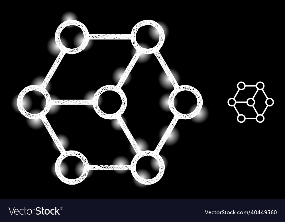 Shining intersected mesh blockchain nodes vector image Shining intersected mesh blockchain nodes