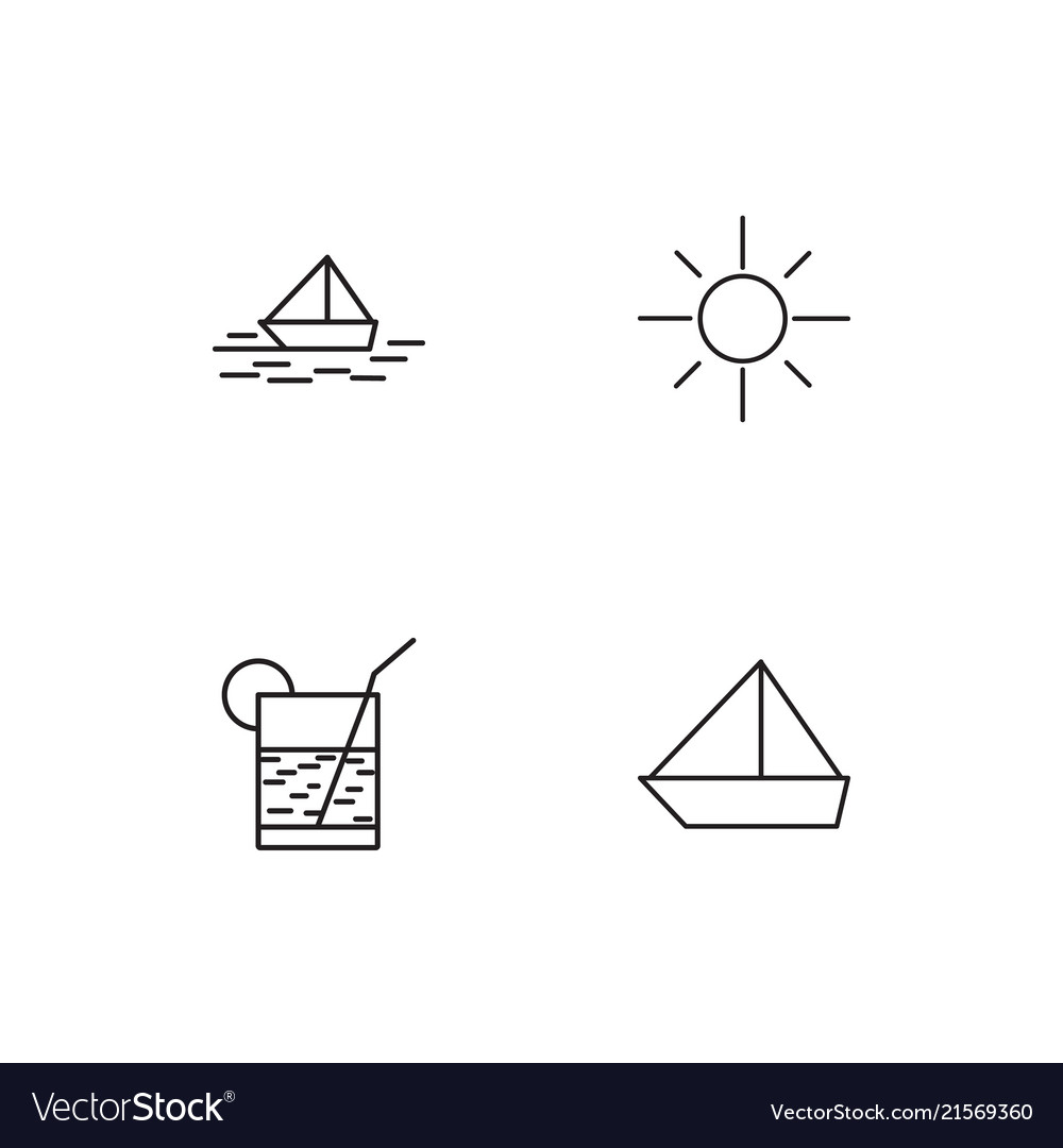 Summer linear icons set simple outline