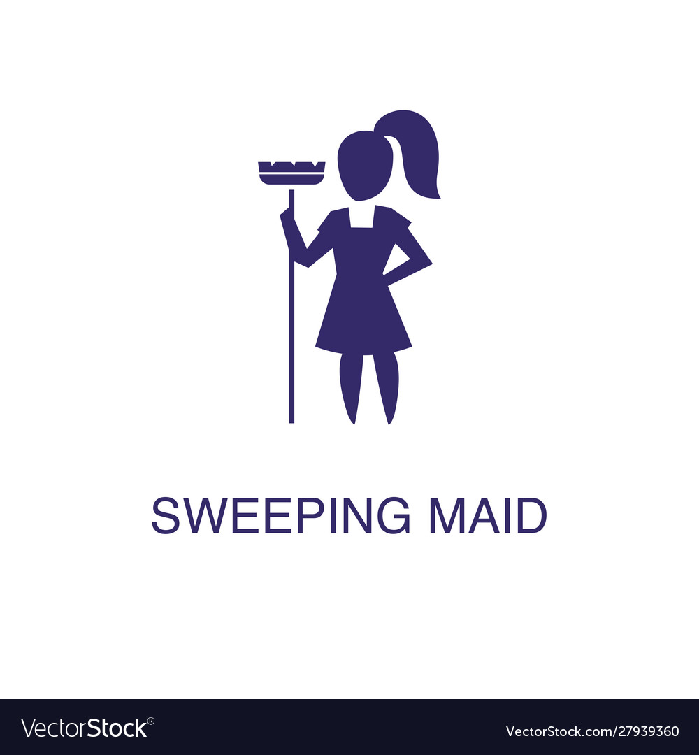 Sweeping maid element in flat simple style