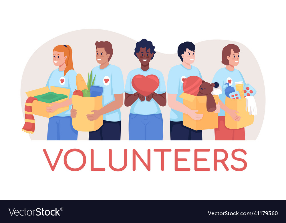 Volunteers 2d isolated Royalty Free Vector Image