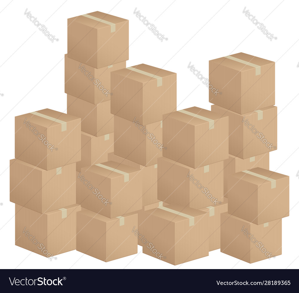 Cardboard boxes stack Royalty Free Vector Image