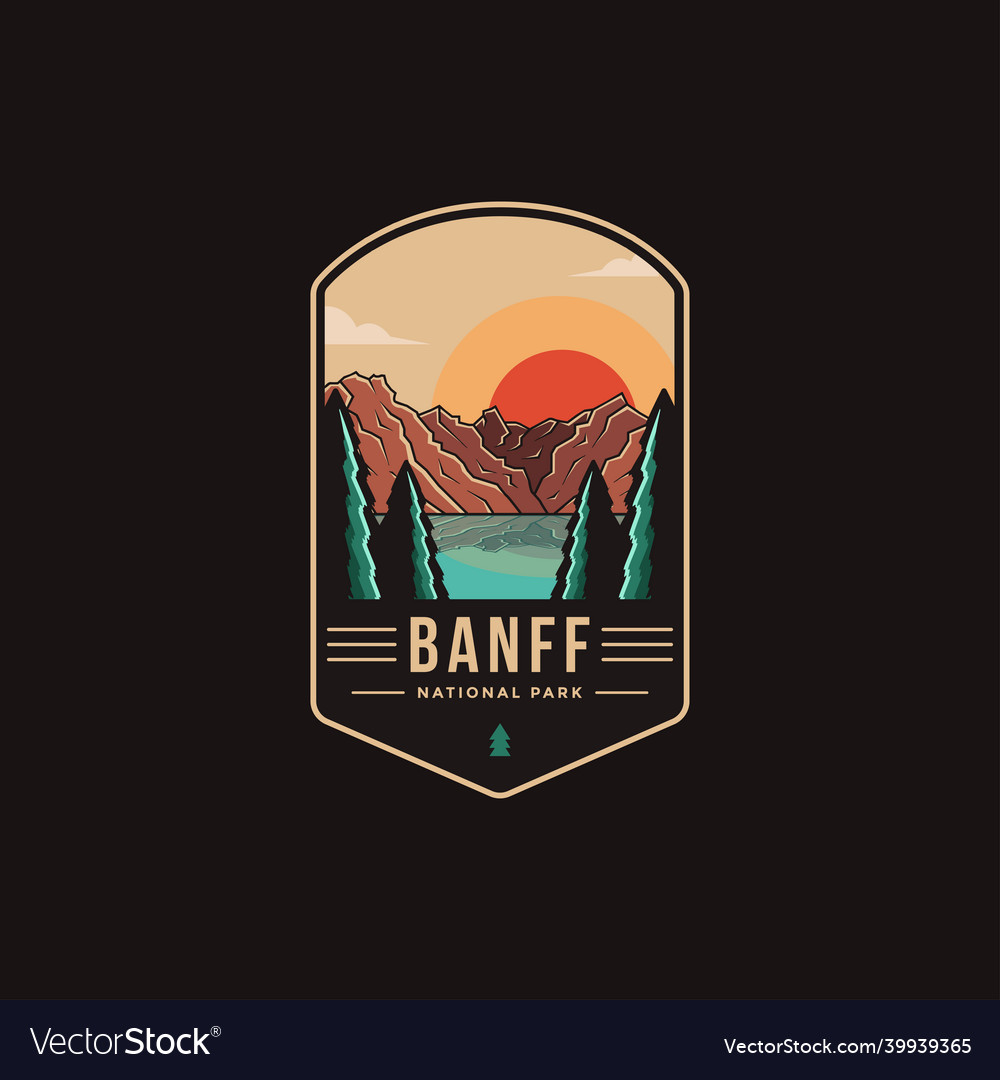 Emblem patch logo of banff national park Vector Image