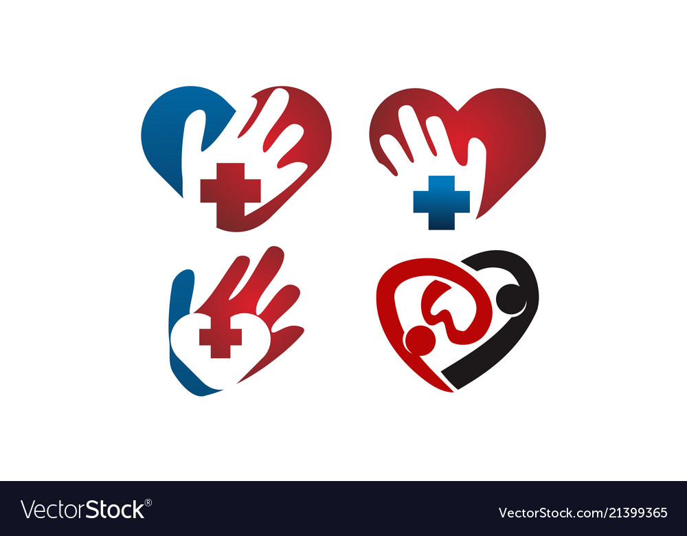 Heart care template set Royalty Free Vector Image