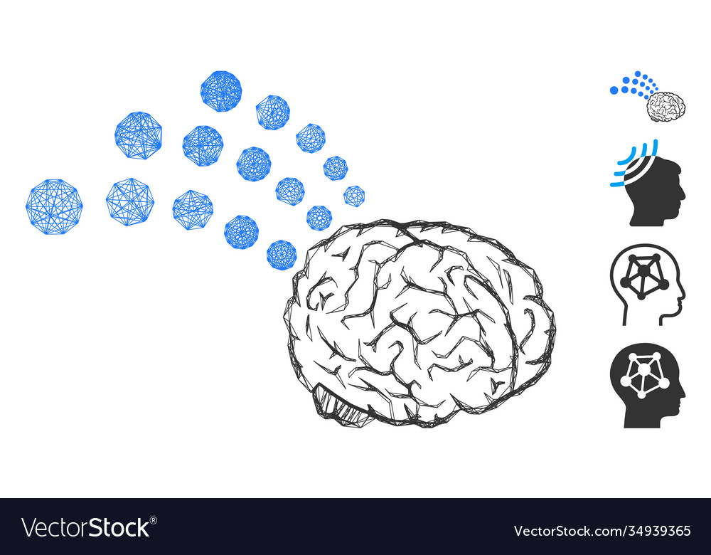 Linear brain radio interface mesh vector image Linear brain radio interface mesh