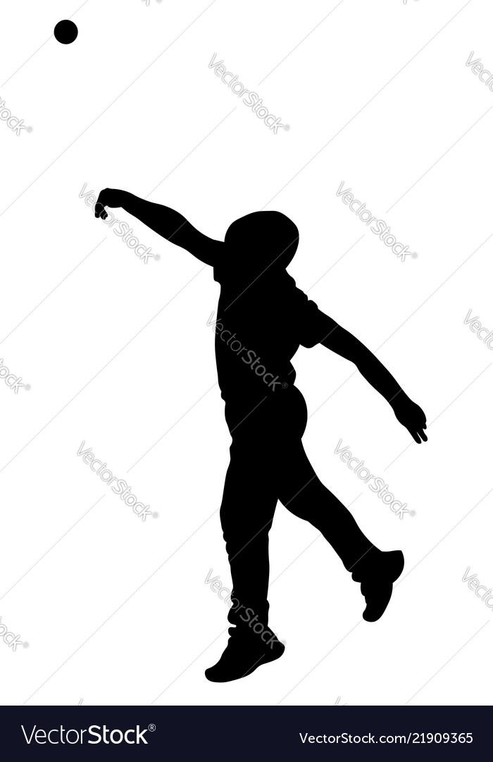 Little boy throw tennis ball silhouette Royalty Free Vector