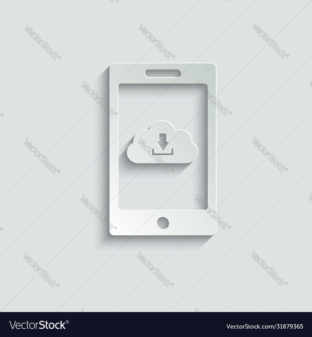 Mobile phone icon with download vector image Mobile phone icon with download