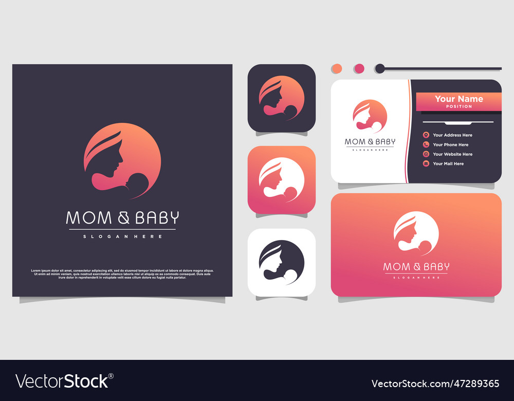 Mom and baby logo concept premium Vector Image Mom and baby logo concept premium