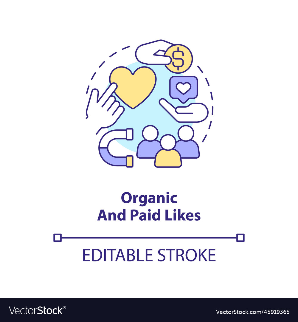 Organic and paid likes concept icon