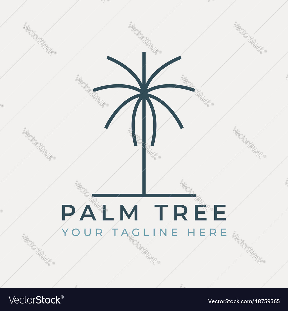 Palm tree line art logo template design date