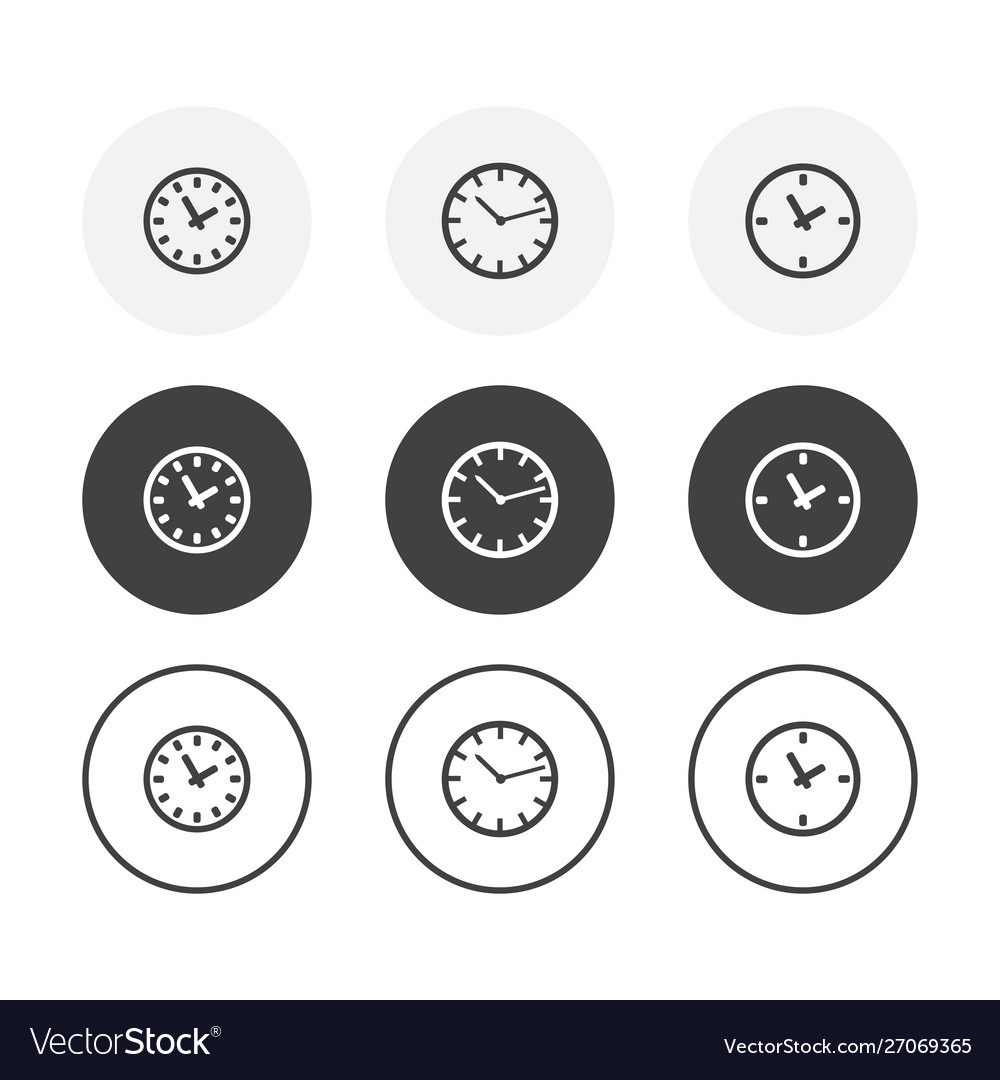 Set 3 simple design time icons rounded