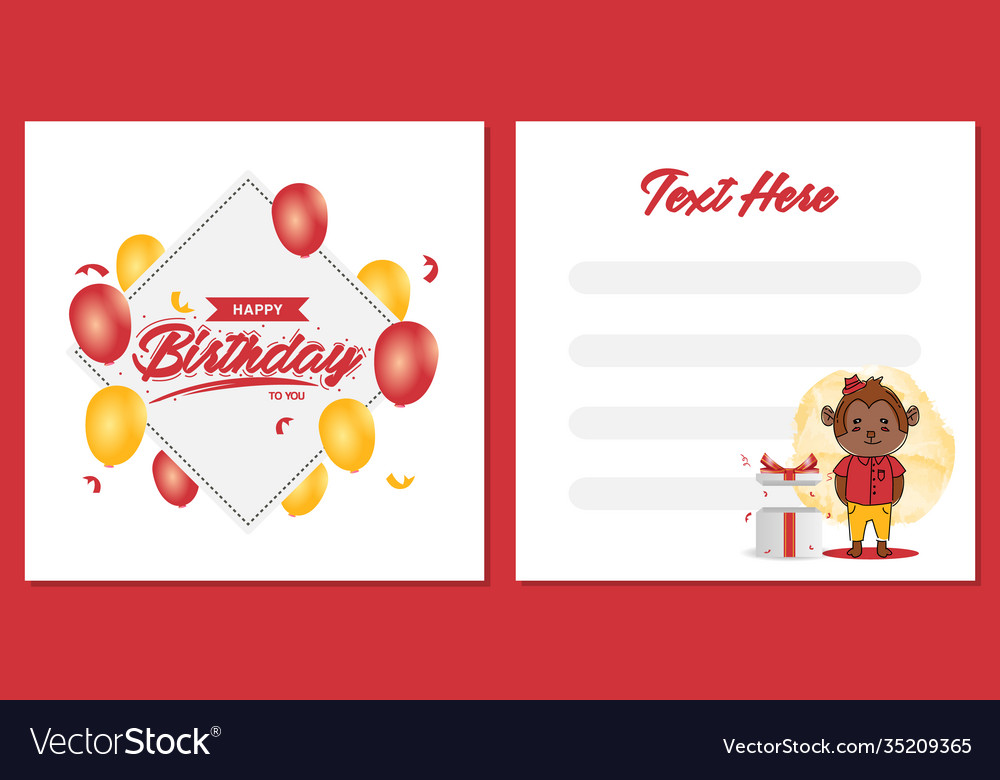 Square birthday party invitation card template vector image Square birthday party invitation card template