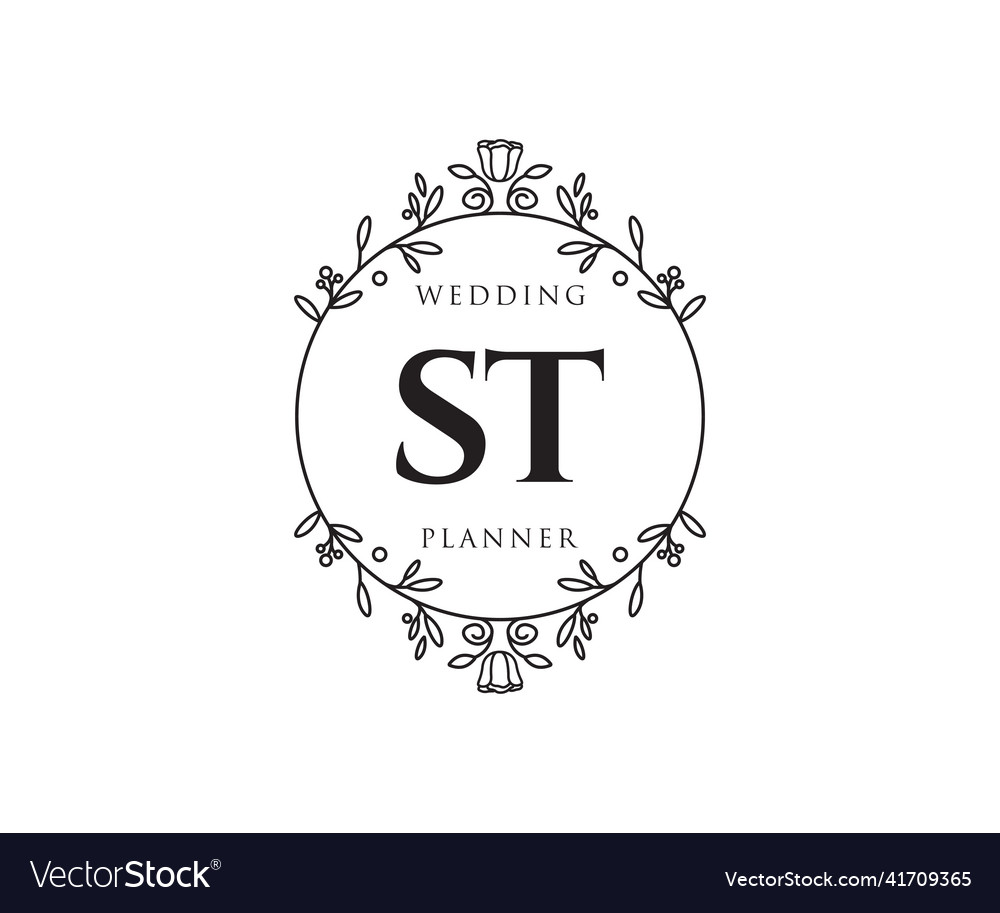 St initials letter wedding monogram logos Vector Image