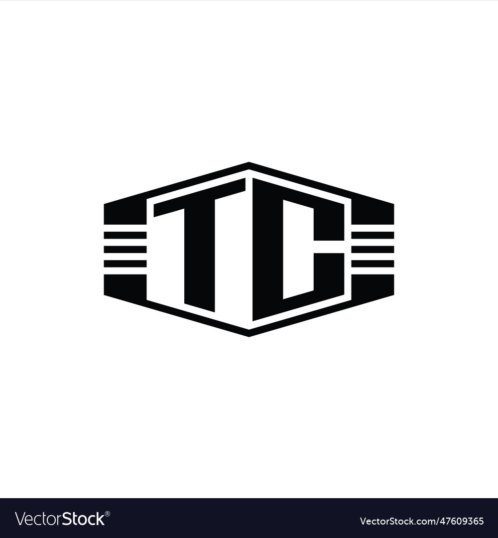 Tc letter logo monogram hexagon emblem shape Vector Image