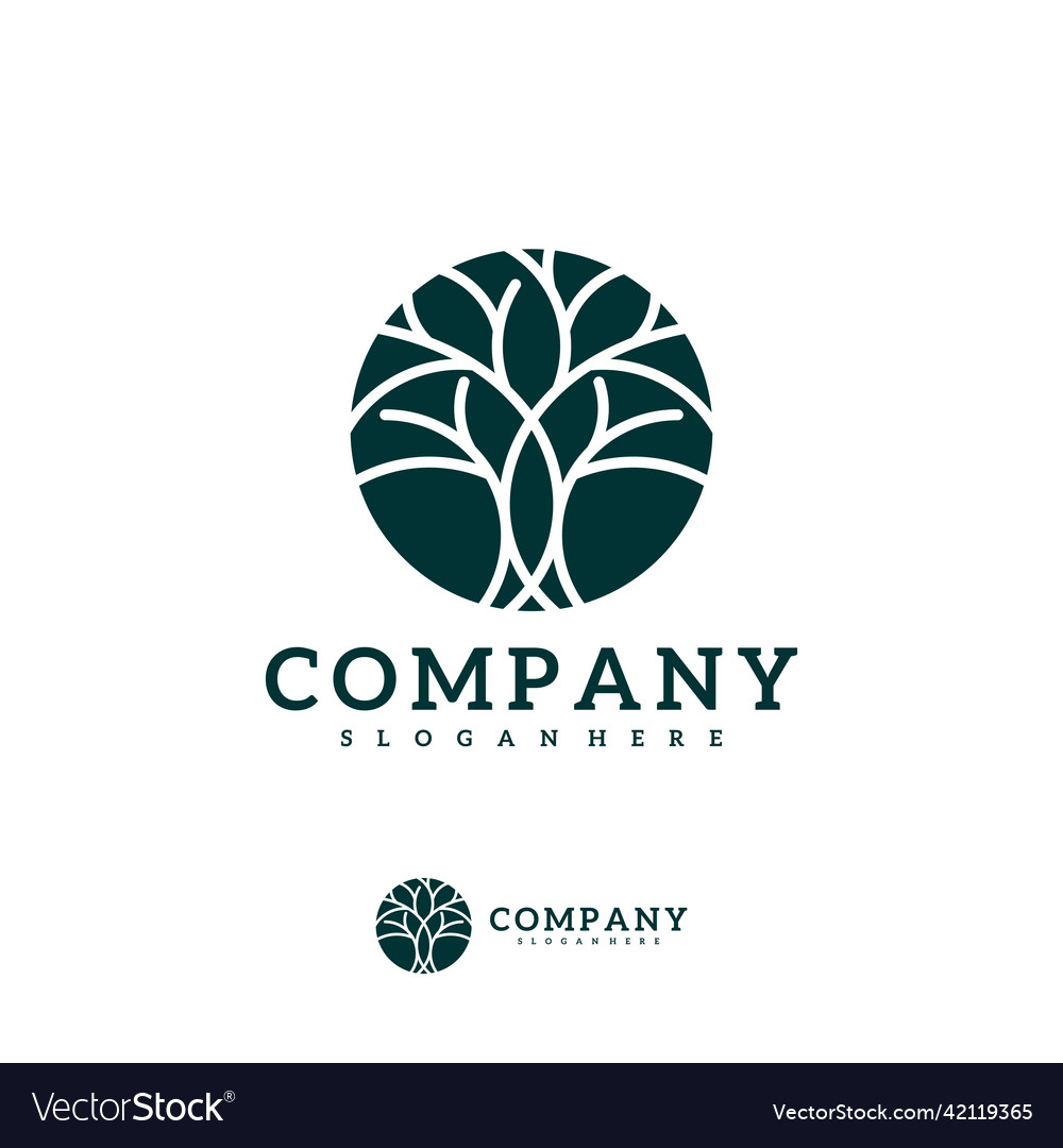 Tree logo template creative design Royalty Free Vector Image