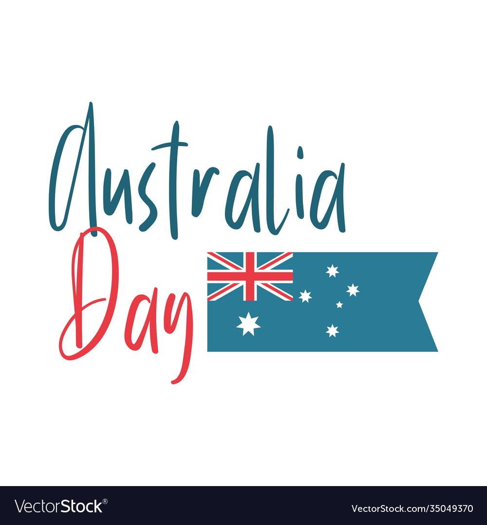 Australia day flag and handwritten text Royalty Free Vector