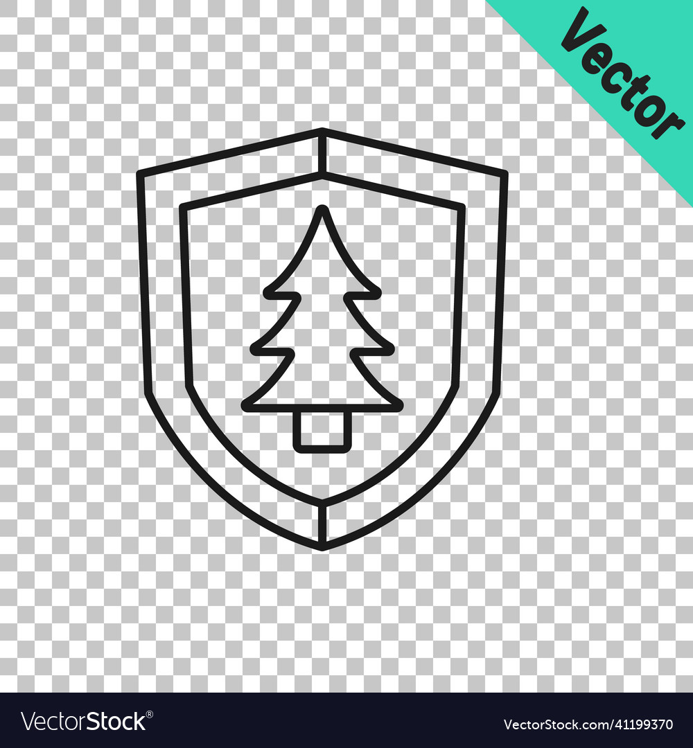 Black line shield with tree icon isolated Vector Image Black line shield with tree icon isolated