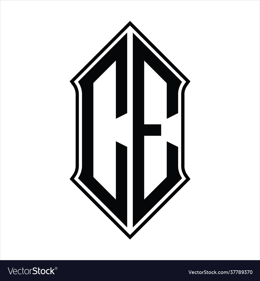 Ce logo monogram with shieldshape and outline