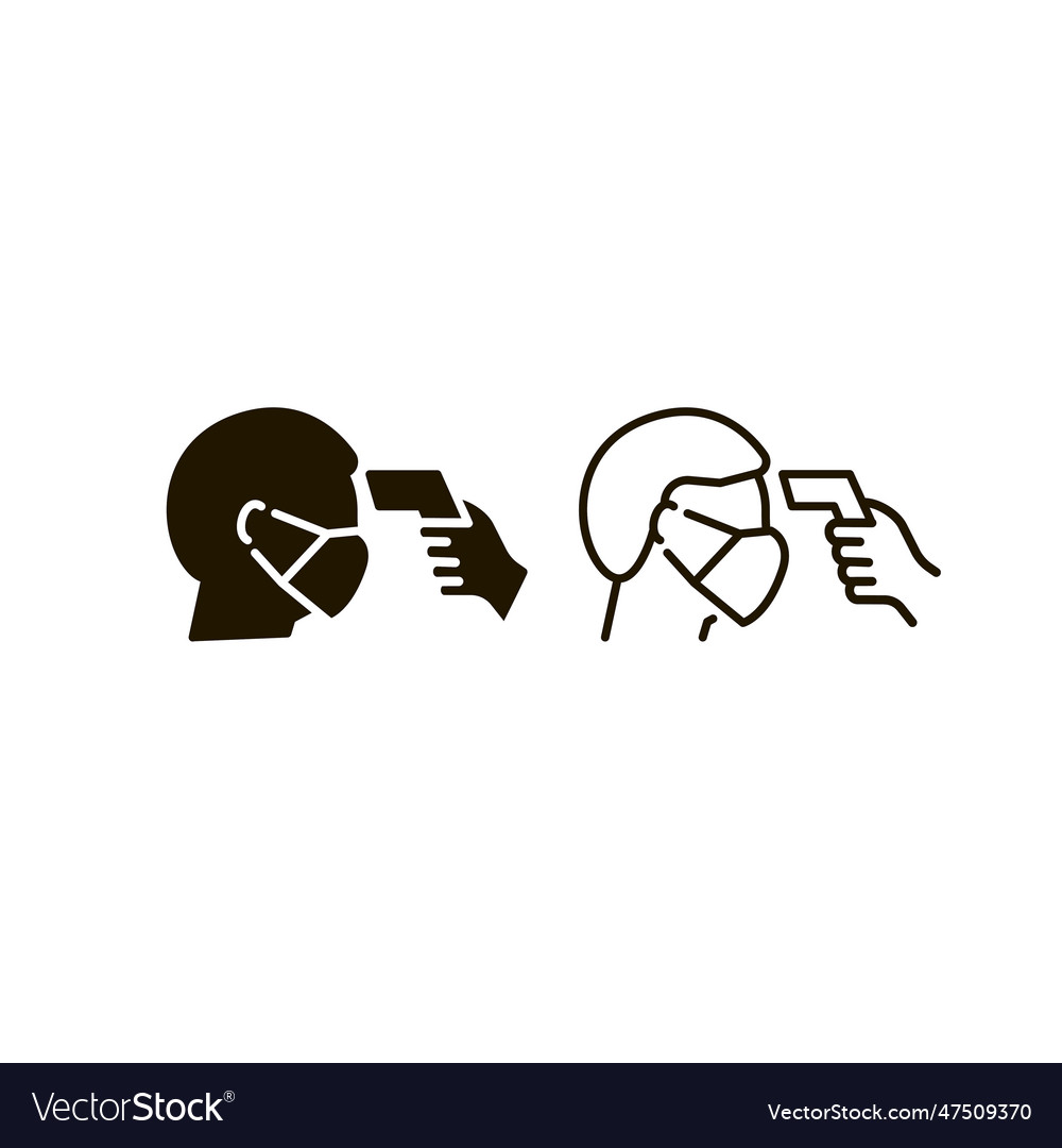 Checking body temperature icon set