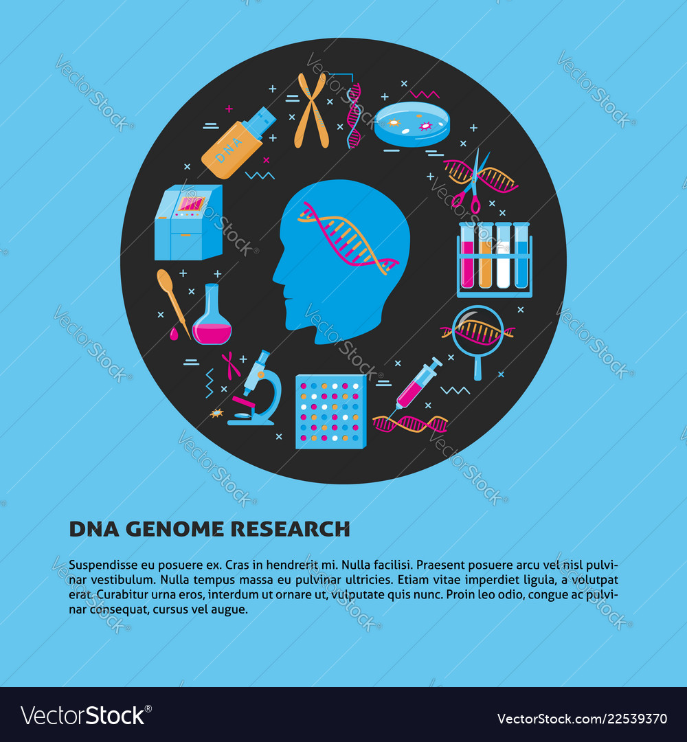DNA Research & Genome Sequencing - Flat Style