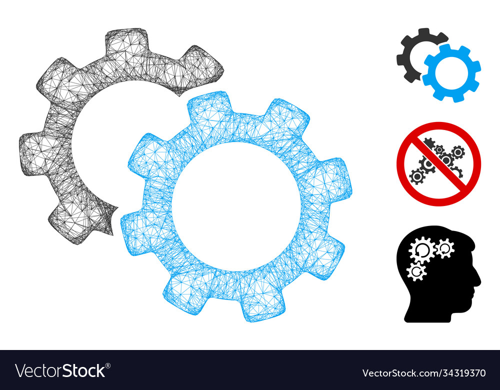 Gears polygonal web mesh vector image Gears polygonal web mesh