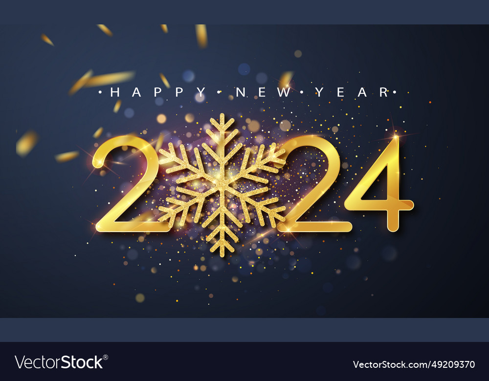 Happy new 2024 year holiday of golden metallic